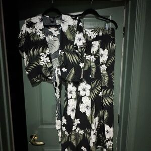 Floral Black and White Women's two piece set